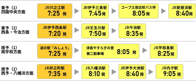 東予・南予送迎バス予定表2024